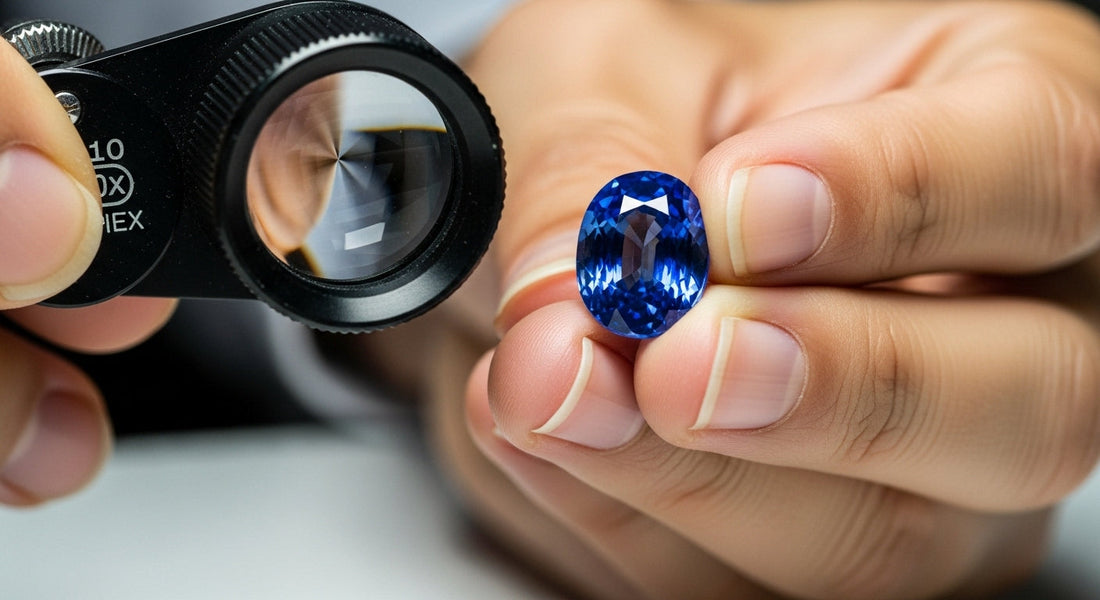 Royal blue Ceylon sapphire gemstone under natural light